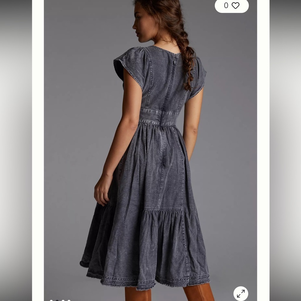 NWT Pilcro Charcoal Denim MIDI Dress with Zipper - Picture 2 of 16